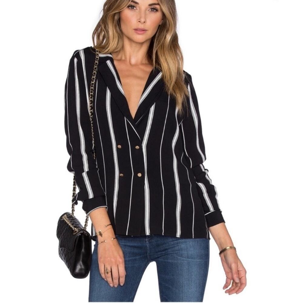 L’Academie Striped Military Blouse